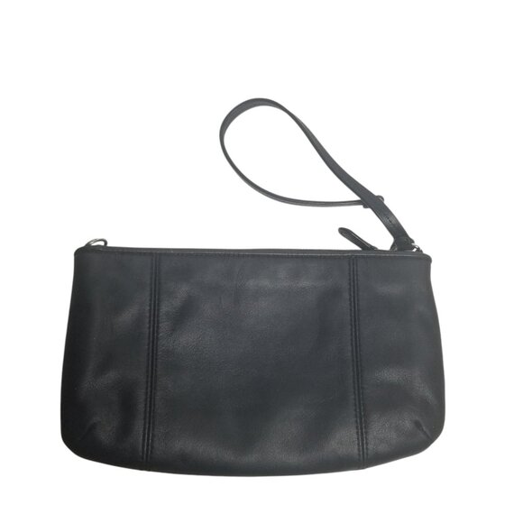 Coach Colette  Women's Smooth Leather Large Zip Top Black Wristlet - Picture 2 of 8